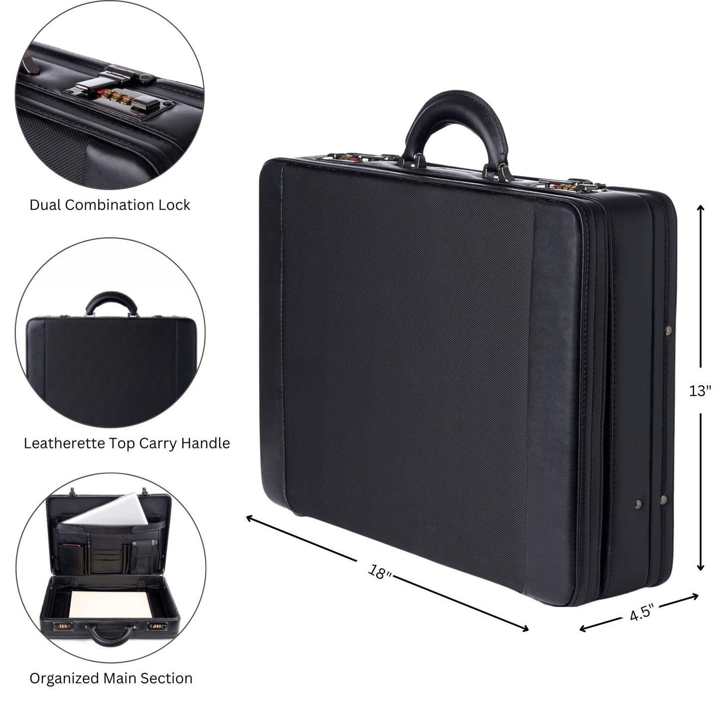 Alpine Swiss Mens Briefcase | Hard Side Business Case | Expandable Attache Case For Men | Dual Combination Locks | Padded Interior | Multi Organizer Pockets | Manufacturer’s Warranty