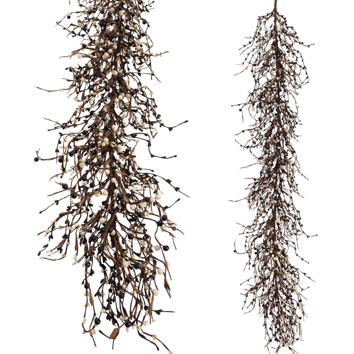 Quixem 60 Inch (5FT) Rustic Black and Cream Pip Berry Garland for Fireplace Mantel & Table Runner, Flexible Wired Artificial Vine, Everyday Modern Farmhouse Decor, Precise Size