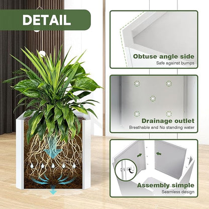 Steel Planter Box-20"x20"x20"-Large Square Planter Box-Outdoor Indoor-Cube Steel Planter Heavy Duty White Metal Planter Flower Pot Commercial Residential for Home Garden Porch Hotel Patio