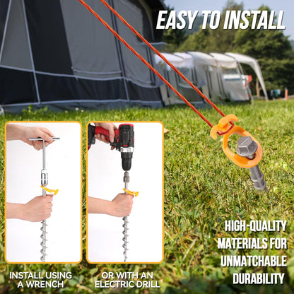 Keltrion 4 PCS Screw in Tent Stakes for Women Men - Ground Anchors for Sand, Canopy, Trampolines, Camping Aluminium Heavy Duty Rust Prevention Pegs Drillable Lightweight Safe - Silvery 14 inch