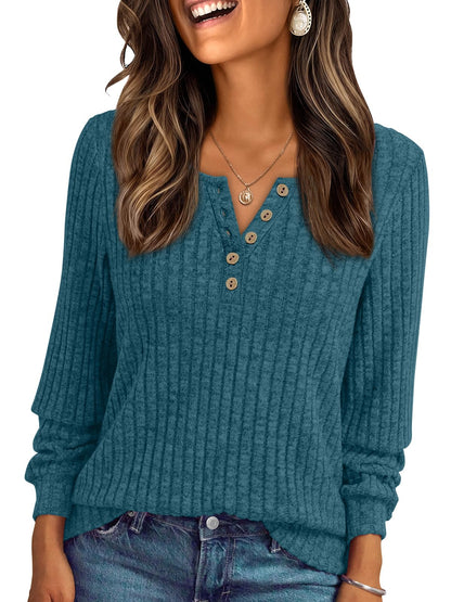 AUTOMET Long Sleeve Henley Shirts Women's Business Casual Lightweight Tunic Sweater Tops