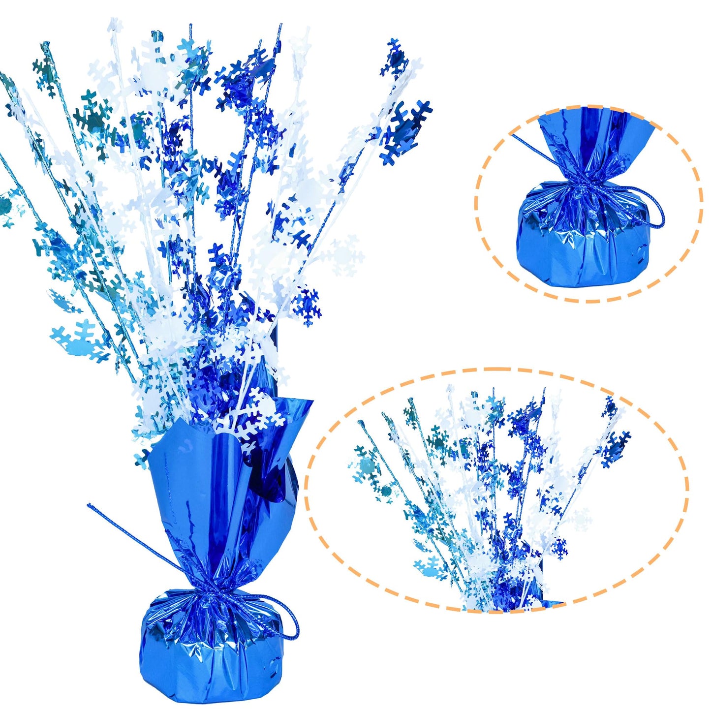 Gyufise 6 Pack Metallic Foil Spray Centerpiece Snowflake Table Decoration Burst Table Centerpieces Table Decor for Winter Wonderland Birthday Wedding Anniversary Holiday Party Supplies Blue