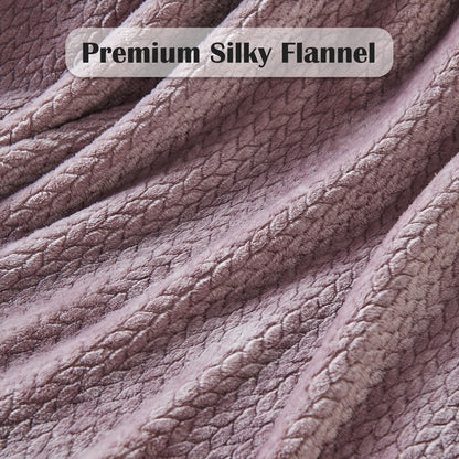 NEWCOSPLAY Super Soft Throw Blanket Light Purple Premium Silky Flannel Fleece Leaves Pattern Lightweight Bed Blanket All Season Use (Light Purple, Throw(50"x60"))