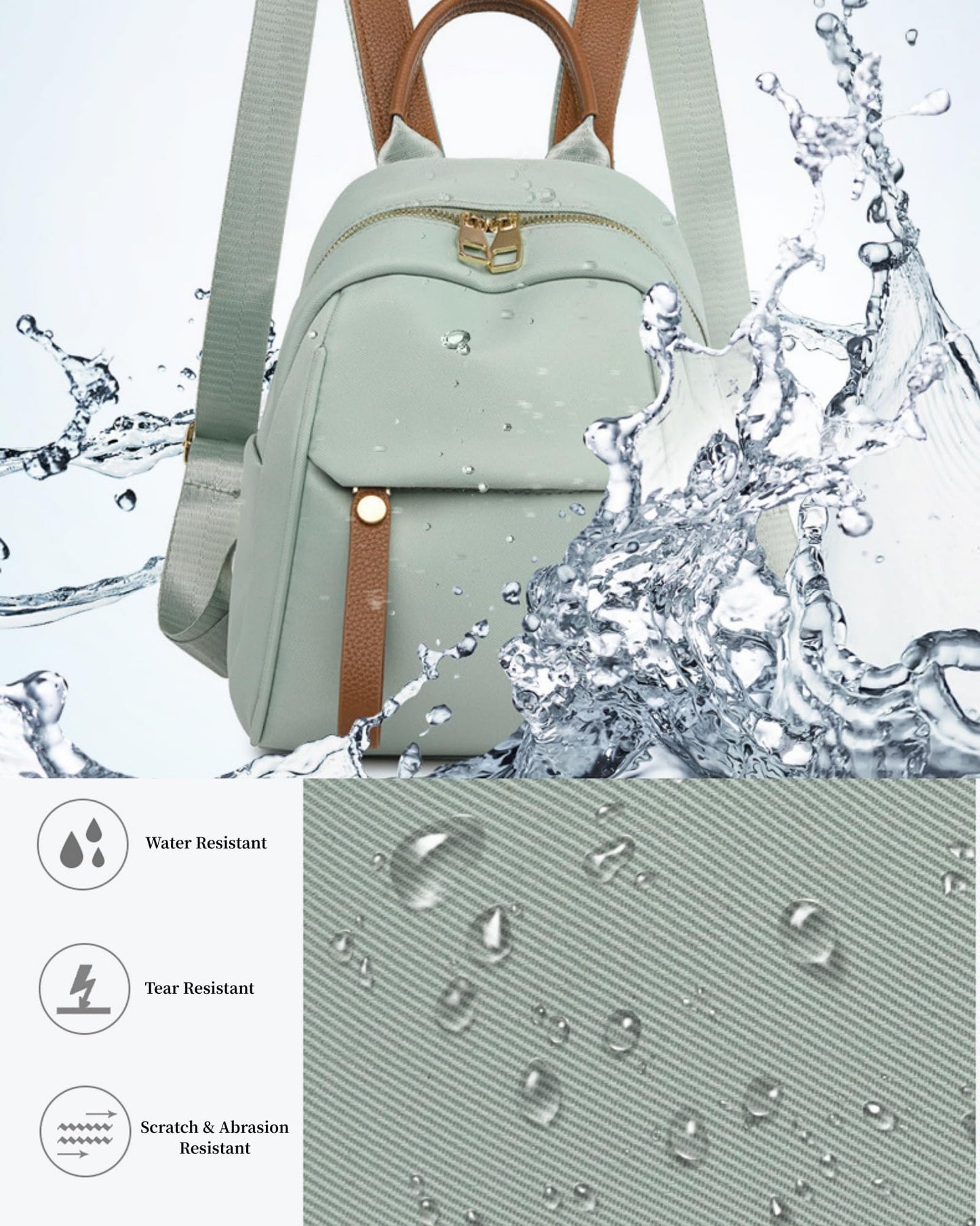 KEQIKAI Lightweight Small Backpack for Women, Mini Casual Daypack Backpack, Water-Resistant Oxford Fabric, Fits iPad Mini/Phone/Wallet/Sunglasses, Purse for College Travel Outdoor Daily Multi-Pocket