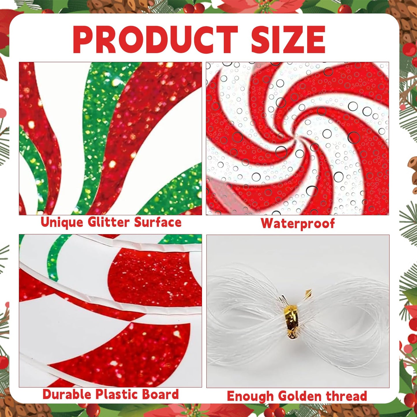 18 Pcs Gingerbread Christmas Ornaments, Candy Gingerbread & Peppermint Yard Signs, Outdoor Xmas Hanging Ornaments for Lawn, Festive Winter Party Supplies