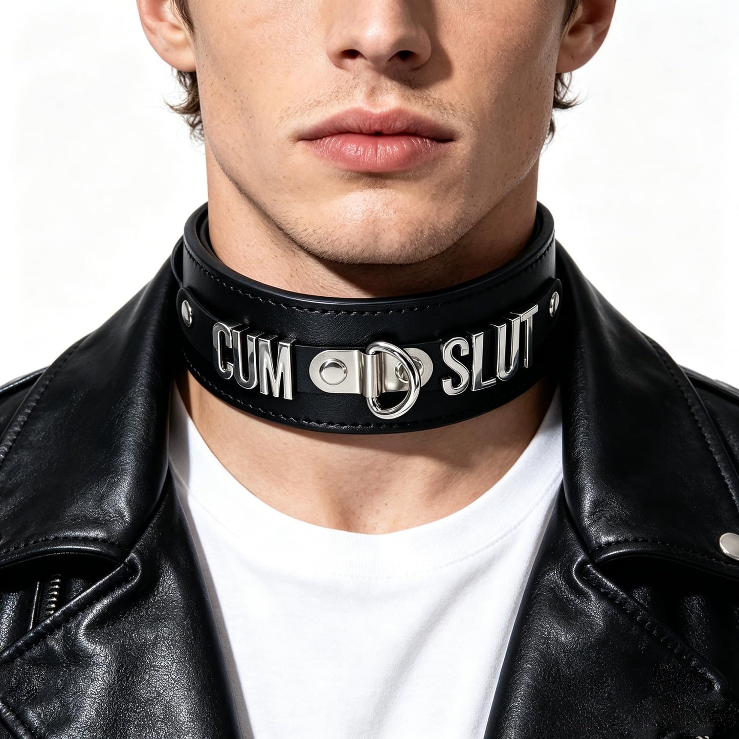 ZJFHTD Black Choker Necklace for Women Men Y2K Emo Grunge Gothic Halloween Cosplay Rave Party Accessories Faux Leather Collar Unisex Jewelry (CU SL B)