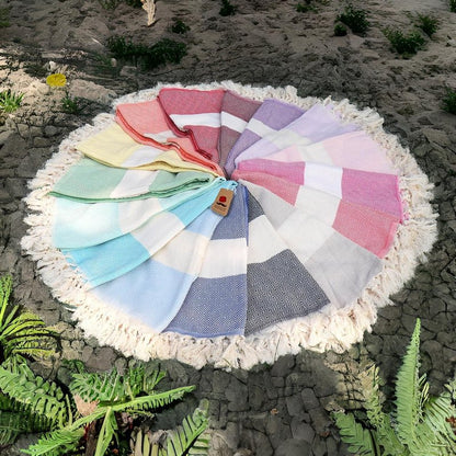 Turkish Beach Towel - 100% Cotton, Quick Dry & Sand Free | Oversized 71x39 Inches - Diamond Yellow