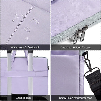 15.6 Inch Waterproof Laptop Sleeve Shoulder Bag Women Ladies Handbag Case for Acer Aspire E15/Predator, Dell Inspiron 15, HP Envy/Spectre 15.6, Lenovo IdeaPad 3 15.6, ASUS MSI GS66 15.6 Case, Purple