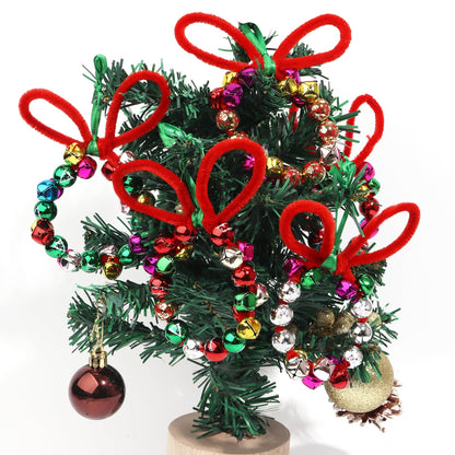 Christmas Crafts, Christmas Beads and Jingle Bells Set, DIY X-mas Ornament Kit Including 20 pcs Mixed X-mas Beads and 40 pcs Bells, DIY Ornaments for Kids, Holiday Party Christmas Tree Decoration