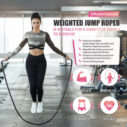 Weighted Jump Rope for Women, Heavy Skipping Rope for Exercise with Training Poster, 9.2FT Weight Fitness Jump Rope for Improve Strength, Building Muscle & Total Body Workout Equipment