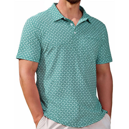 Lexiart Mens Golf Polo Shirt Short Sleeve Slim Fit Quick Dry Printed