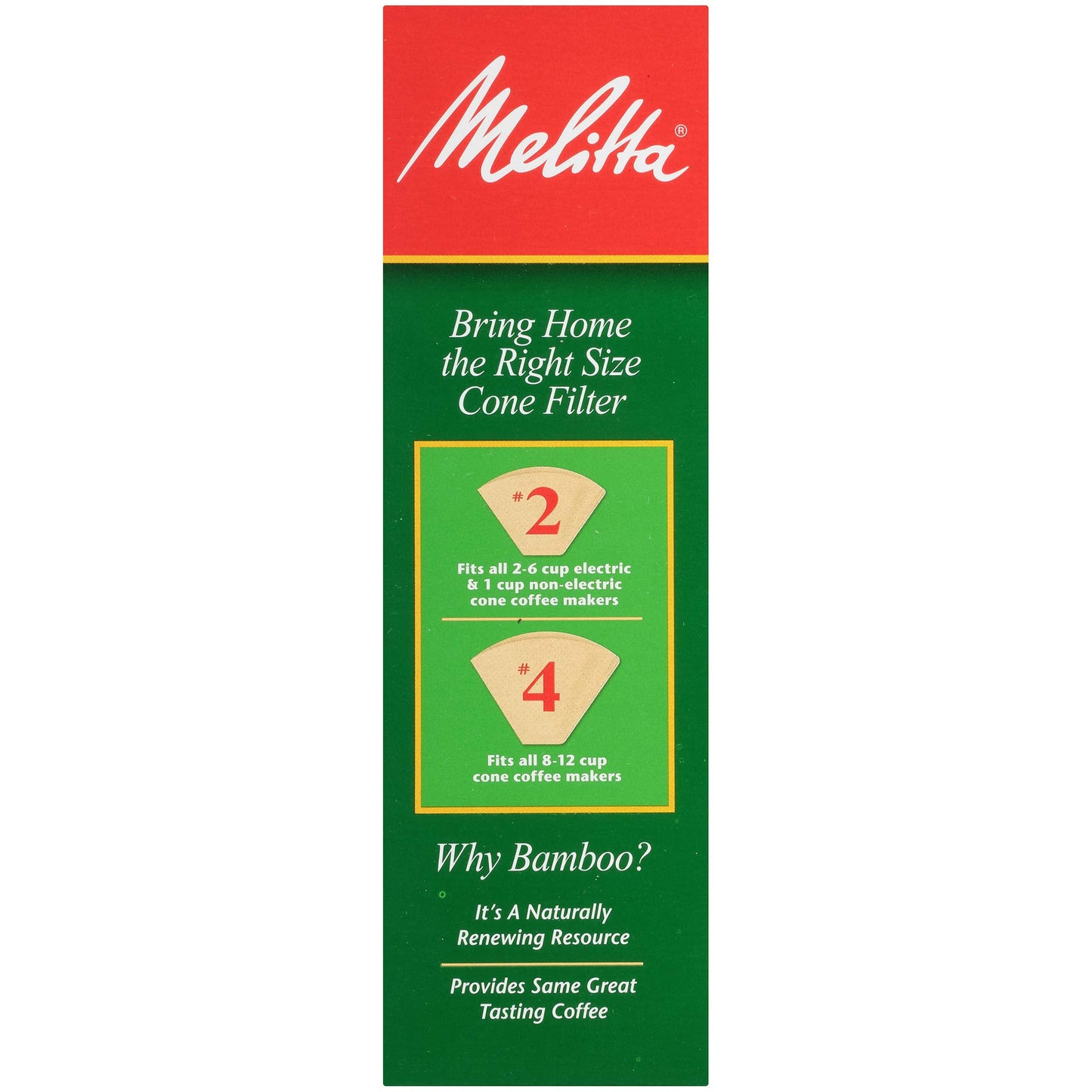 Melitta #2 Cone Coffee Filters, Bamboo, 80 Count