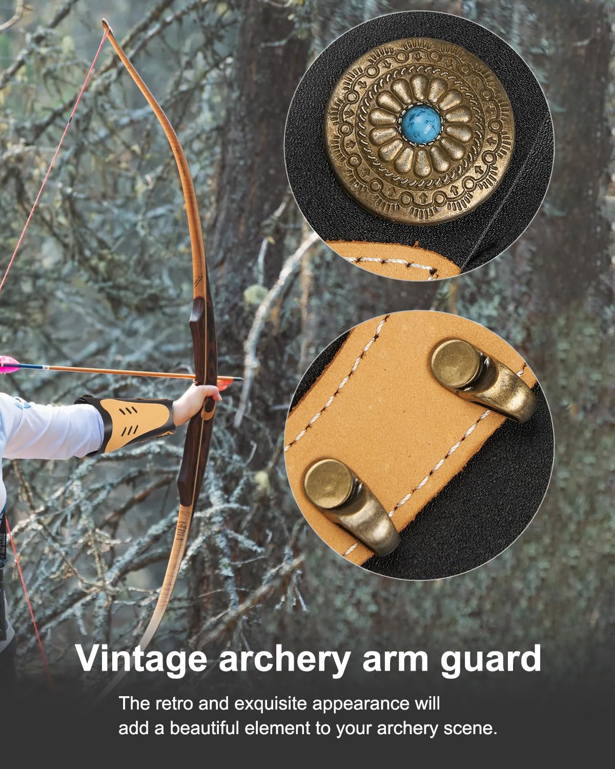 TOPARCHERY Handmade Leather Arm Guards Bow Hand Shooting Glove Adjustable for Hunting Shooting Arm Protector Wristband Gauntlet Unisex Medieval Bracer (Brown)