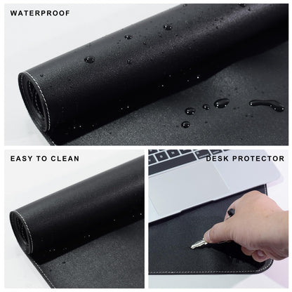 Vyaaa 59" x 28" Extra Large Leather Desk Mat, XXXL Desk Pad Protector, Huge Black Mouse Pad, Office Desk Mat for Home & Office, (Black) ﻿