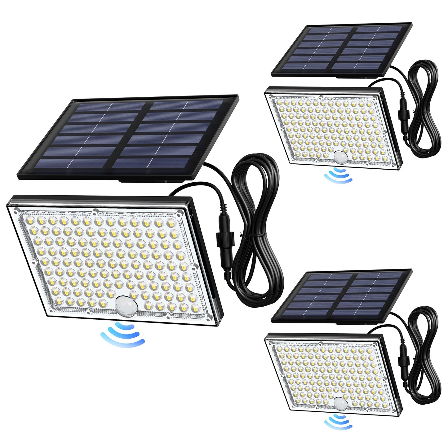 JACKYLED Solar Lights Outdoor Waterproof, Motion Sensor Flood Light 113 LED Bright Cool White Dusk to Dawn Solar Powered Outdoor Lights for Backyard Porch Garden Patio Garage (3 Pack)