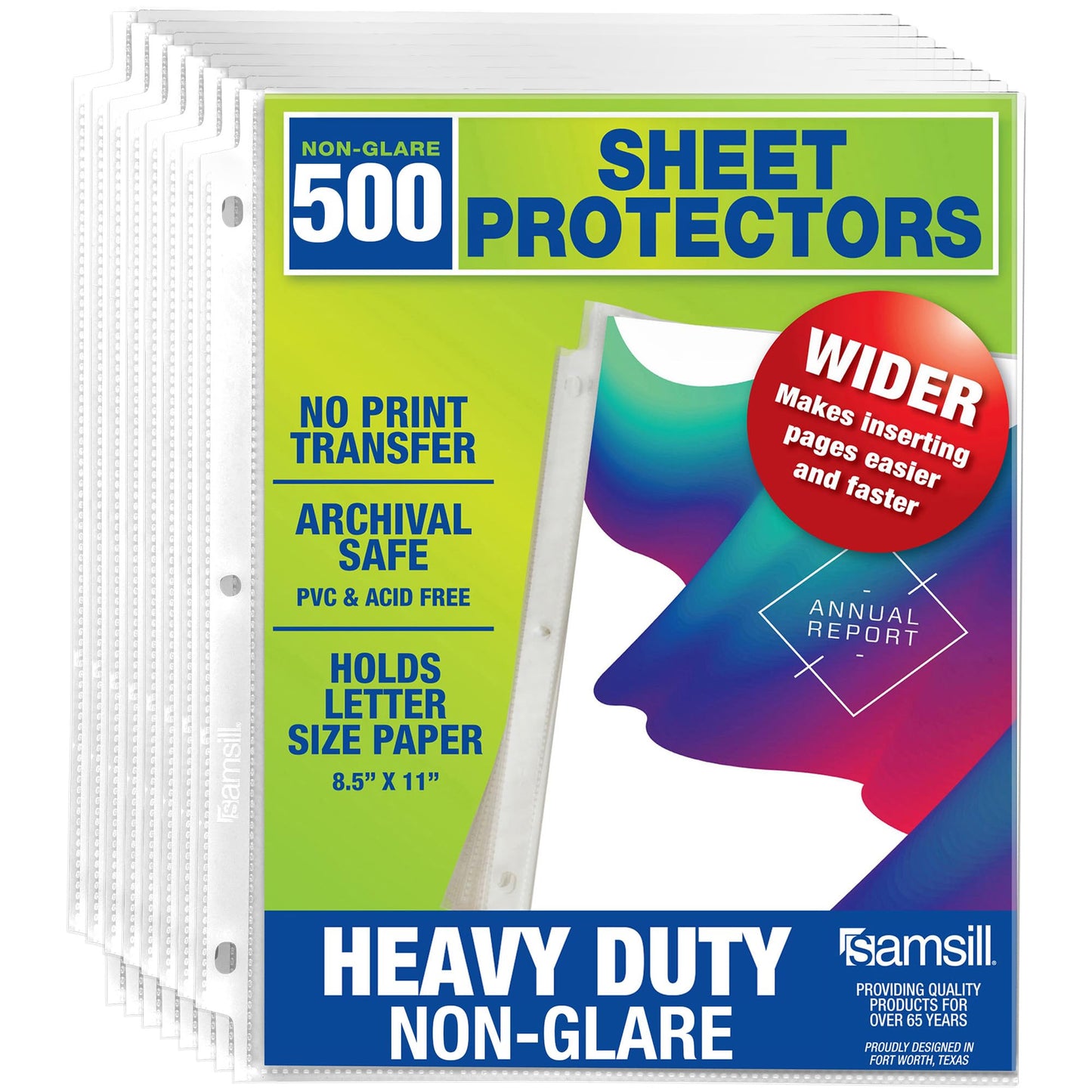 Samsill 500 Pack Heavy Duty Sheet Protectors, Non-Glare, 8.5x11 Inch Page Protectors for 3 Ring Binder, Letter Size Protectors Reinforced Holes, Non-Glare Document Sleeve, Top Loading, Acid Free