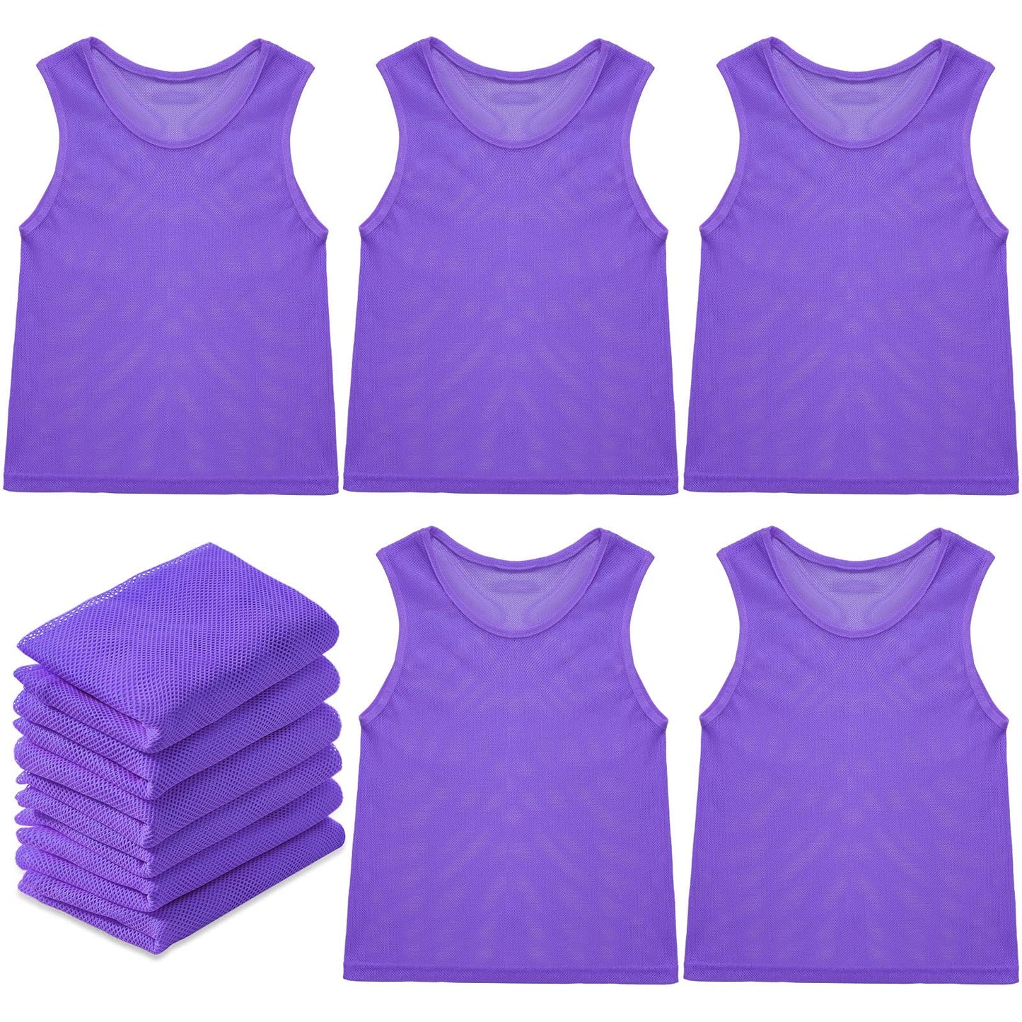 Sintege 12 Pcs Soccer Pinnies Pennies Jersey Scrimmage Vest Sports Practice Jersey Mesh Basketball Vest for Youth Adult Kids(Medium,Purple)
