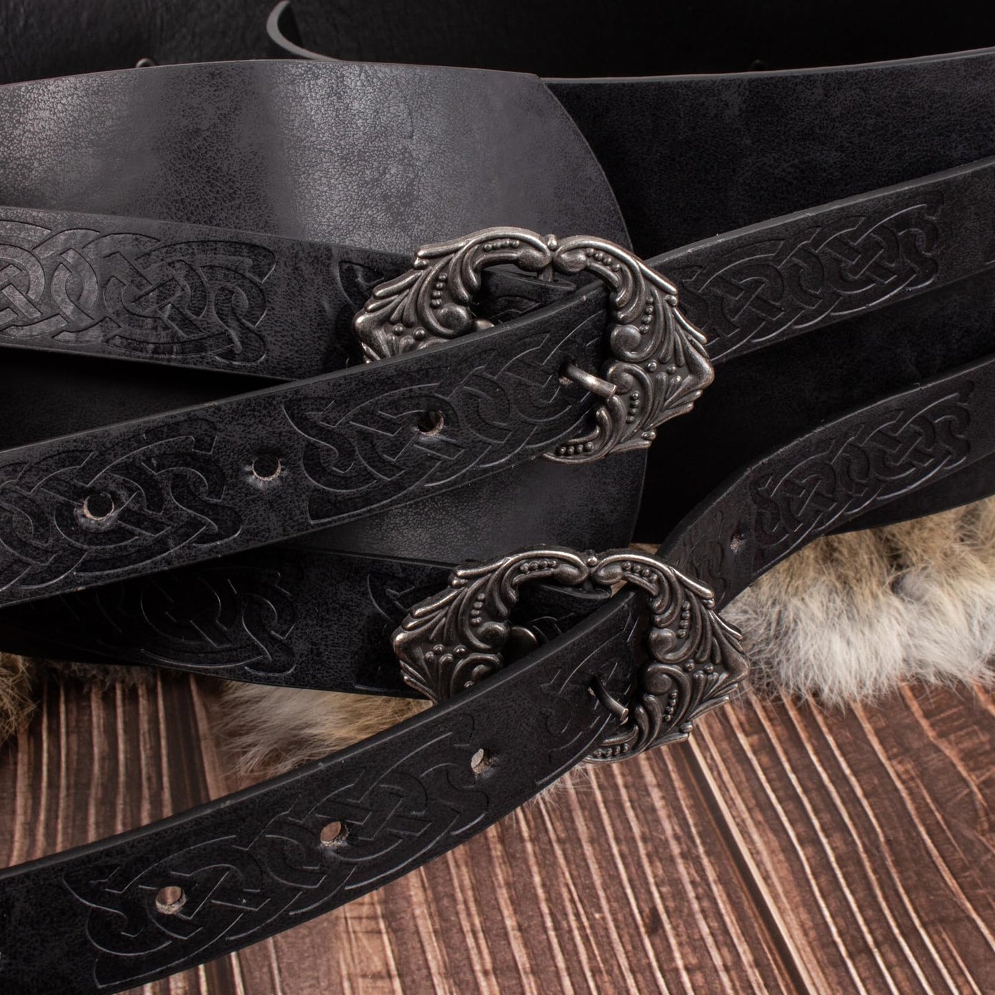 SUMGOGO Retro Waist Belt Medieval Viking Leather Waist Armor Knight Wide Corset Belt Renaissance Halloween Cosplay Costume (Black)