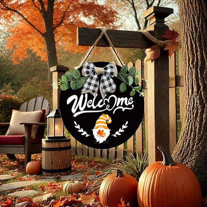 Interchangeable Welcome Sign for Front Door - 12 Inches Seasonal Gnome Decor - Wooden 4th of july Decorations for Home Classroom - Summer Wreath House Warming Gifts New Home