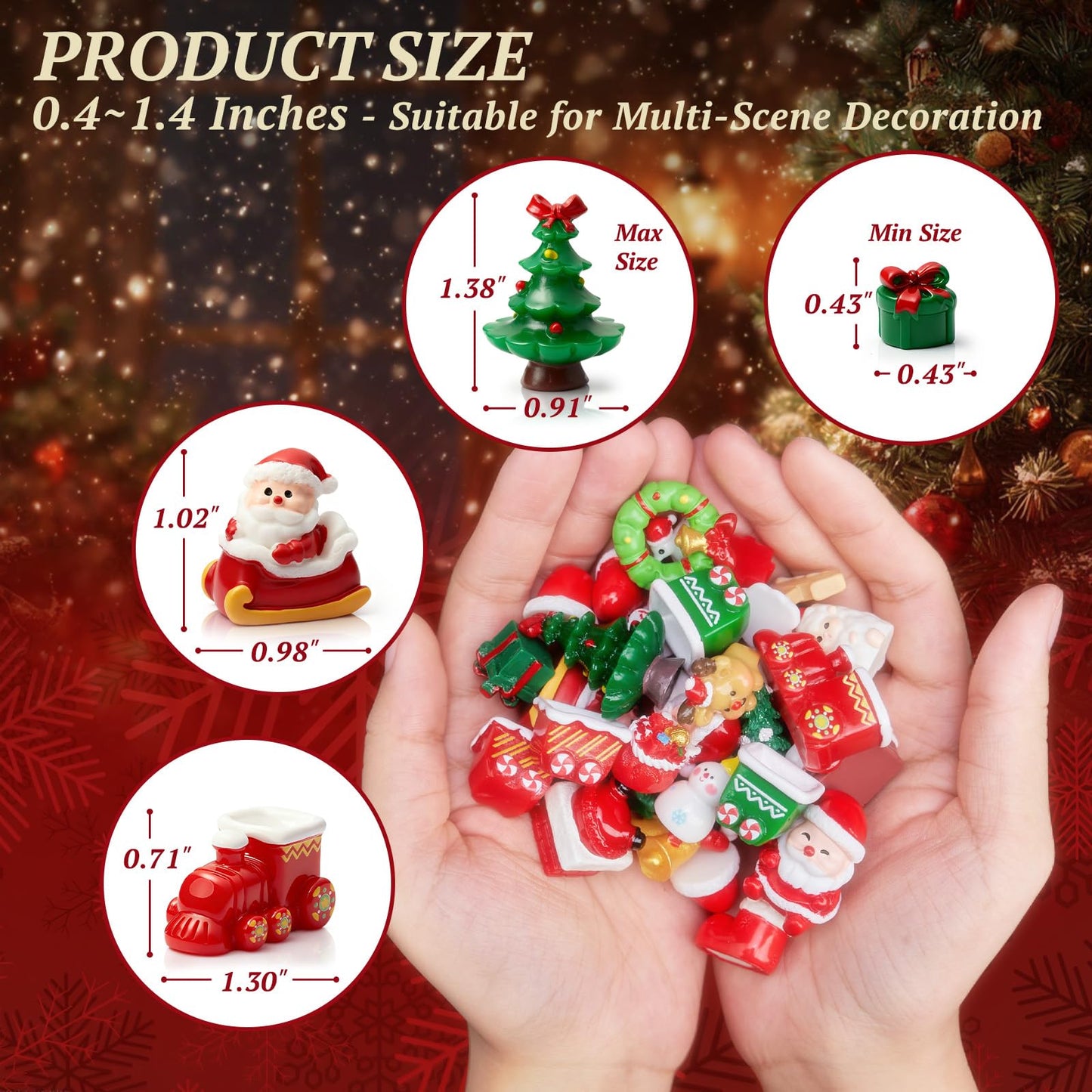 CHAMBERY 32Pcs Mini Christmas Figurines Small Resin Figures Miniatures to Hide Santa Claus Reindeer Ornaments Gift for Xmas Party DIY Crafts Decorations