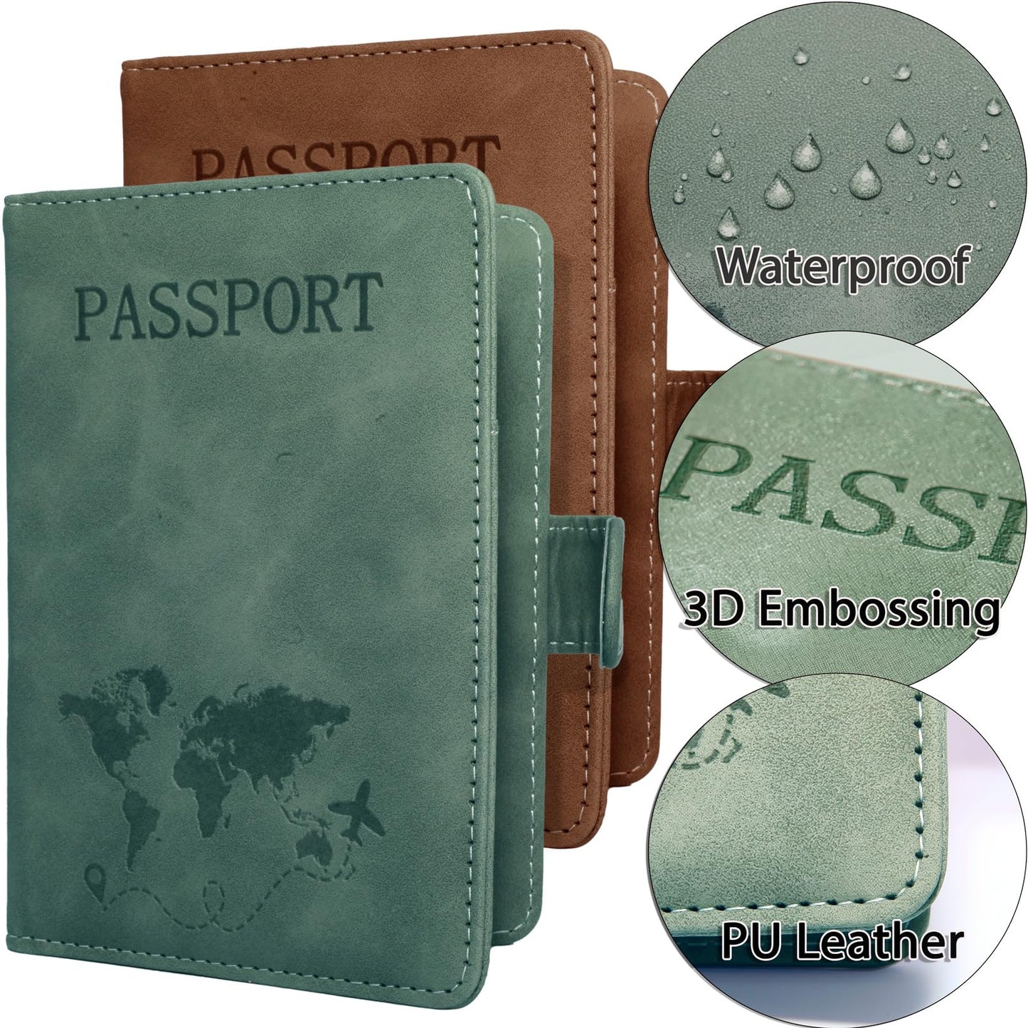 Passport Holder for Travel Essentials, 2 Pack Rfid Passport Cover for Women Men