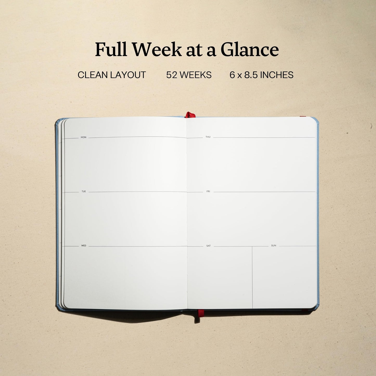Kunitsa Co. Undated Planner - Hardcover, with Habit Tracker & Goal Setting - Weekly, Full Year (Blue)