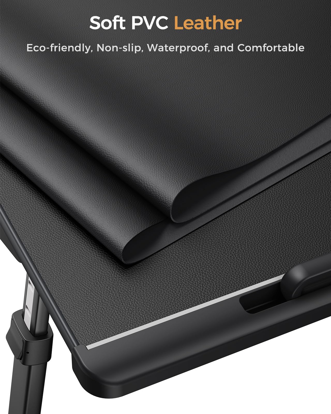 SAIJI Dual Screen Laptop Bed Desk | Foldable Adjustable Lap Desks for Adults, X-Large Couch Bed Tray Table with Portable Monitor Stand and Drawer