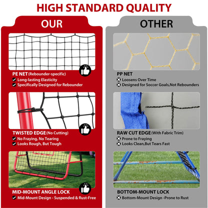 Garvee 3.3x3.3 FT Soccer Baseball Rebounder Adjustable Soccer Goal and Bounce Back Net with Steel Frame Multi-Sport Training Equipment for Control Passing Practice Easy Setup Teens Adults