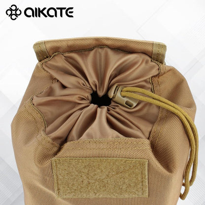 AIKATE Tactical Molle Dump Pouch, Roll-Up Drawstring Magazine Utility Pouch, Folding Dump Bag (Khaki)