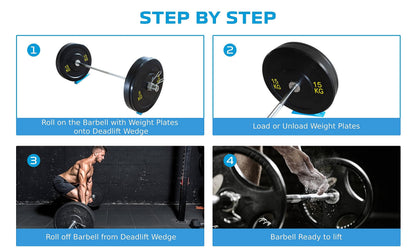 Bagulet Barbell Wedge (Pair) – Deadlift Jack Alternative – Portable Rubber Ramp for Easy Weight Plate Loading – Ideal for Deadlifts, Powerlifting, Weightlifting, Home Gyms – Includes Cooling Towel