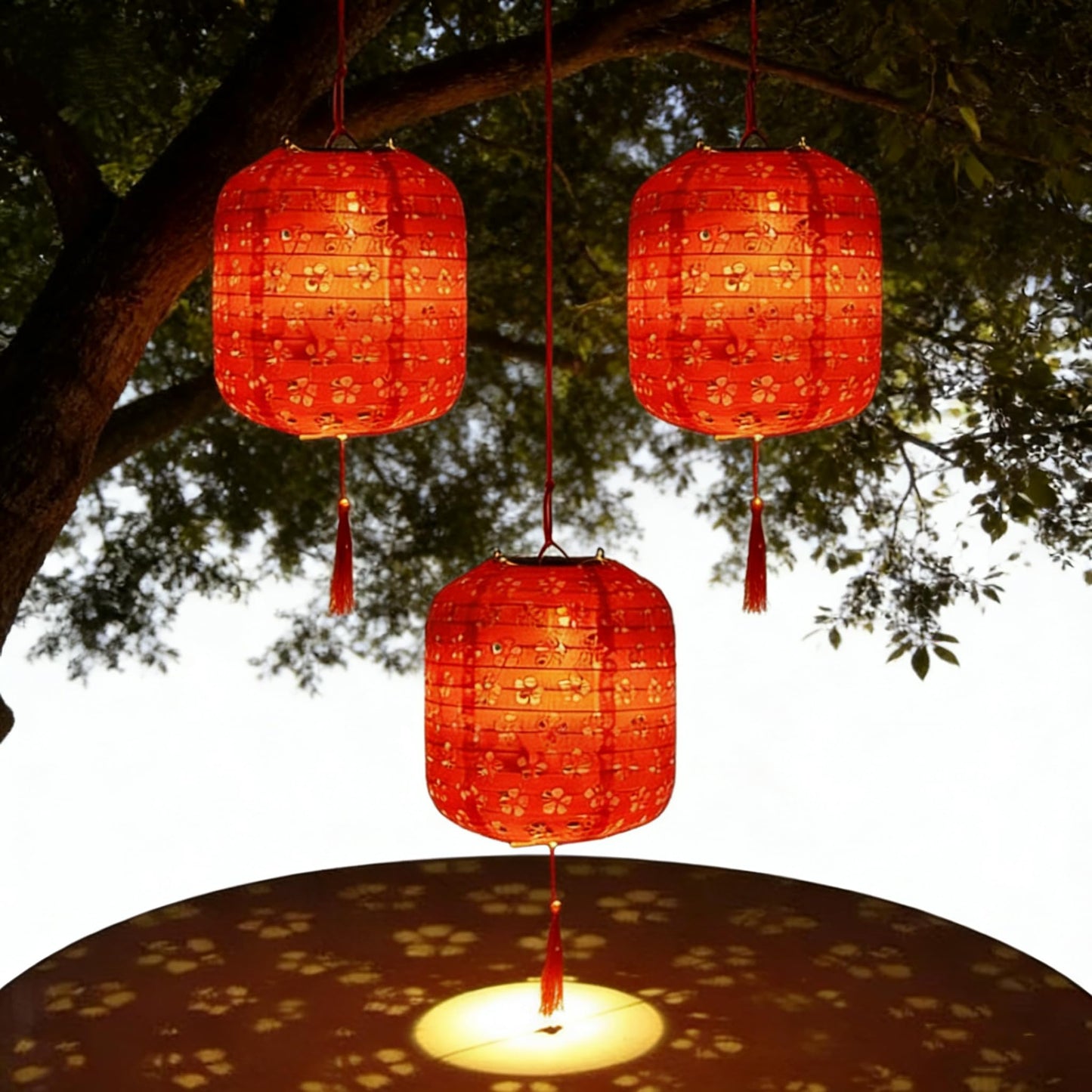 Set of 5 Paper Lanterns 6inches Chinese Japanese New Year Spring Festival Valentines Lanterns with LED Lights, Hanging Paper Lanterns for Wedding Dinner Birthday Party Decor (red)