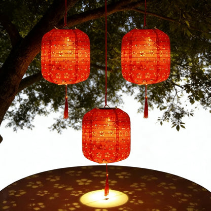 Set of 5 Paper Lanterns 6inches Chinese Japanese New Year Spring Festival Valentines Lanterns with LED Lights, Hanging Paper Lanterns for Wedding Dinner Birthday Party Decor (red)