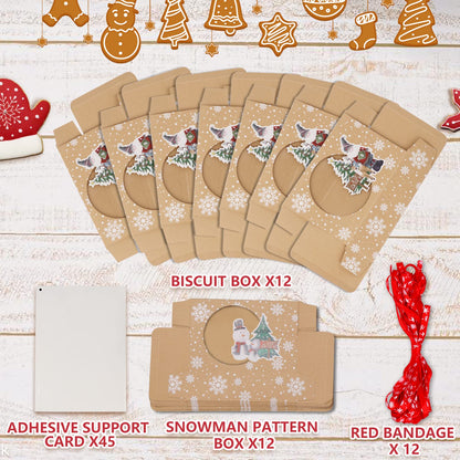 OurWarm 12 Pack Christmas Cookie Boxes for Gift Giving, Large Christmas Cookie Tins Holiday Bakery Treat Boxes with Window, Kraft Paper Food Packaging Containers for Xmas Party Supplies