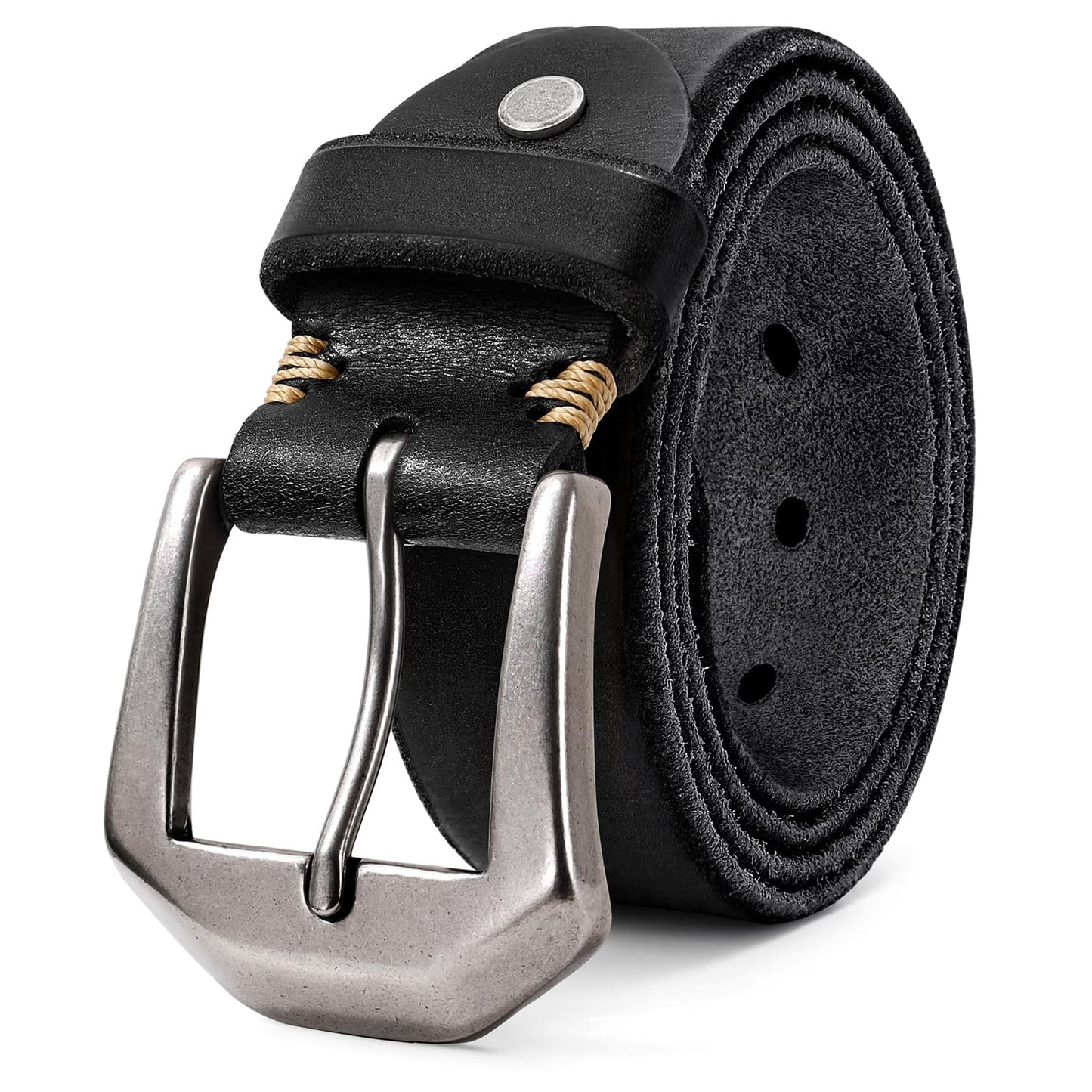 OZNDAS Genuine Black Leather Belt for Men Women Handmade Heavy-Duty Work Belt Leather Men's Belts | Jeans/Casual/Christmas Gifts