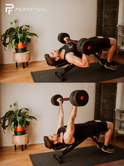 PERPETUAL Dumbbells Barbell Set with Connecting Rod 20kg/44Lb - Adjustable Dumbbells, Training Set for Men and Women. Body Workout Home Gym (20kg/44Lb)