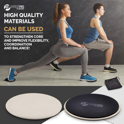 Limm Core Sliders Fitness - Exercise Sliders for Working Out, Stability, Ab, Legs & Full Body (Set of 2) - Bonus Carry Bag & Workout Ebook - Black Gym Gliding Disc Pads for Hardwood, Carpet & More