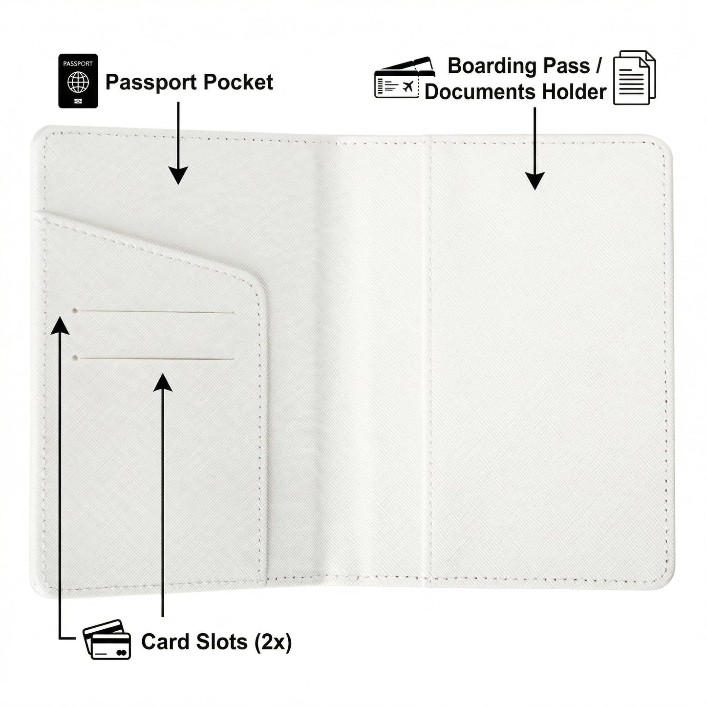 Passport Holder Set for Couples, Mr and Mrs Embroidered Passport Covers, PU Leather Travel Accessory, Wedding and Honeymoon Gift (Embroidered Black White Gold)