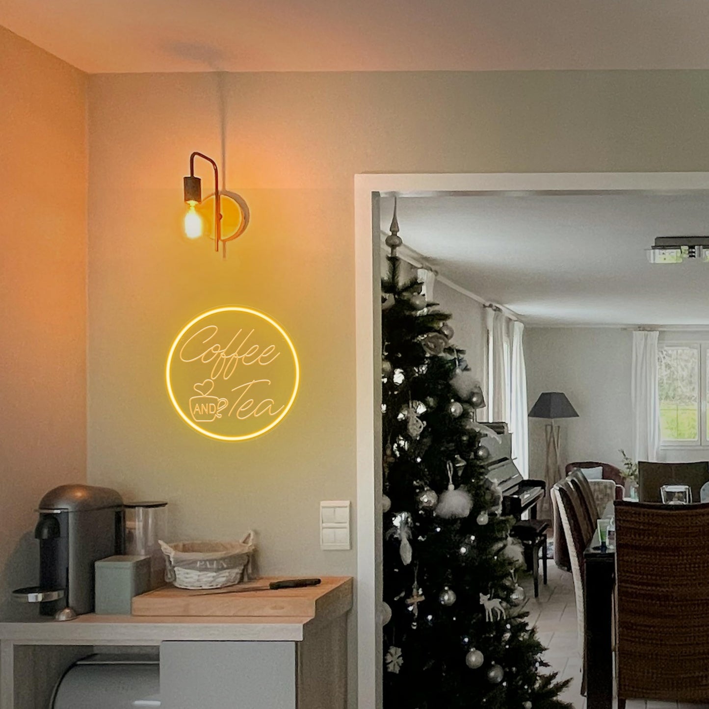 Kavaas Coffee and Tea Neon Signs 11.8"x 11.8", 3D Carved Coffee Neon Sign for Cafe Station, Tea Bar, Kitchen Decoration - Best Gifts for Birthday, Housewarming, Christmas