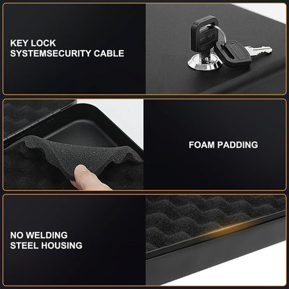 Portable Gun Safe for Pistols - Compact Handgun Lock Box with Combination & Key Lock | Large Size for Travel, Home, Car