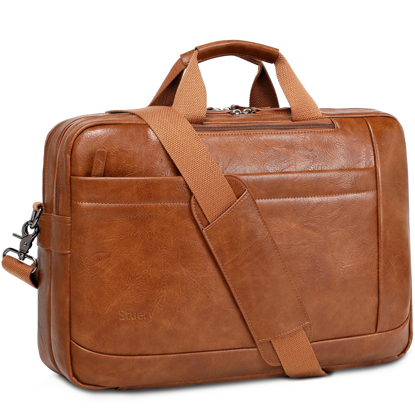 Faux Leather Messenger Bag for Men | 17-17.3 Inch Leather Mens Laptop Bag Leather Briefcasen Convertible Backpack 3 in 1 Computer Handbags Work Bag Shoulder Crossbody Bag Office | Vintage Brown