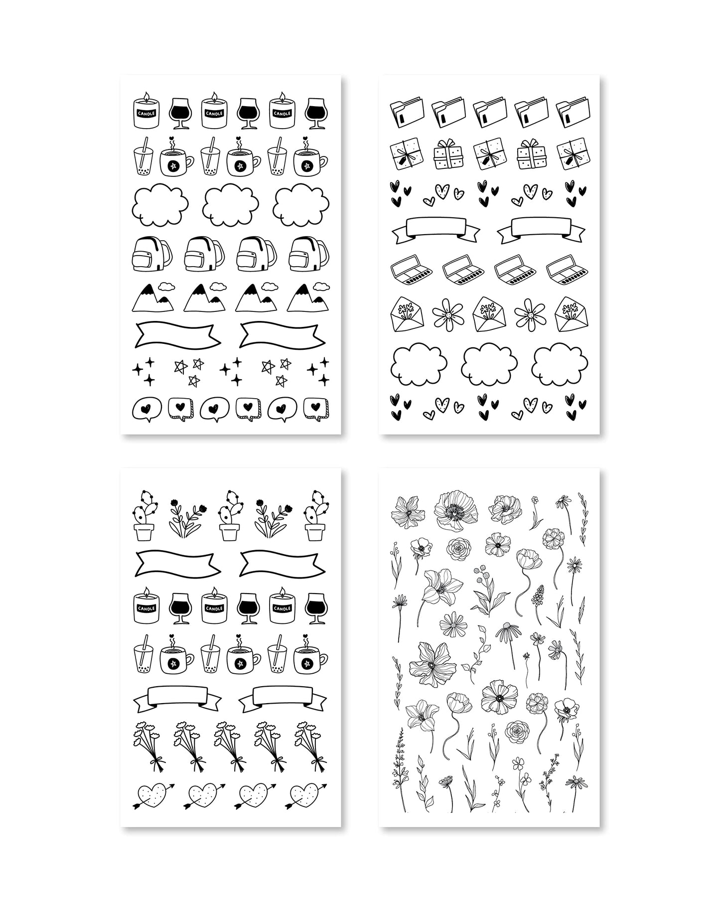 Rongrong Bullet Journal Sticker Book for Planners, Calendars, Journals and Projects – Premium Quality Hand Drawn Perfect for Adding Flair to Your Bullet Journal – Scrapbook Accessories – 24 Pages