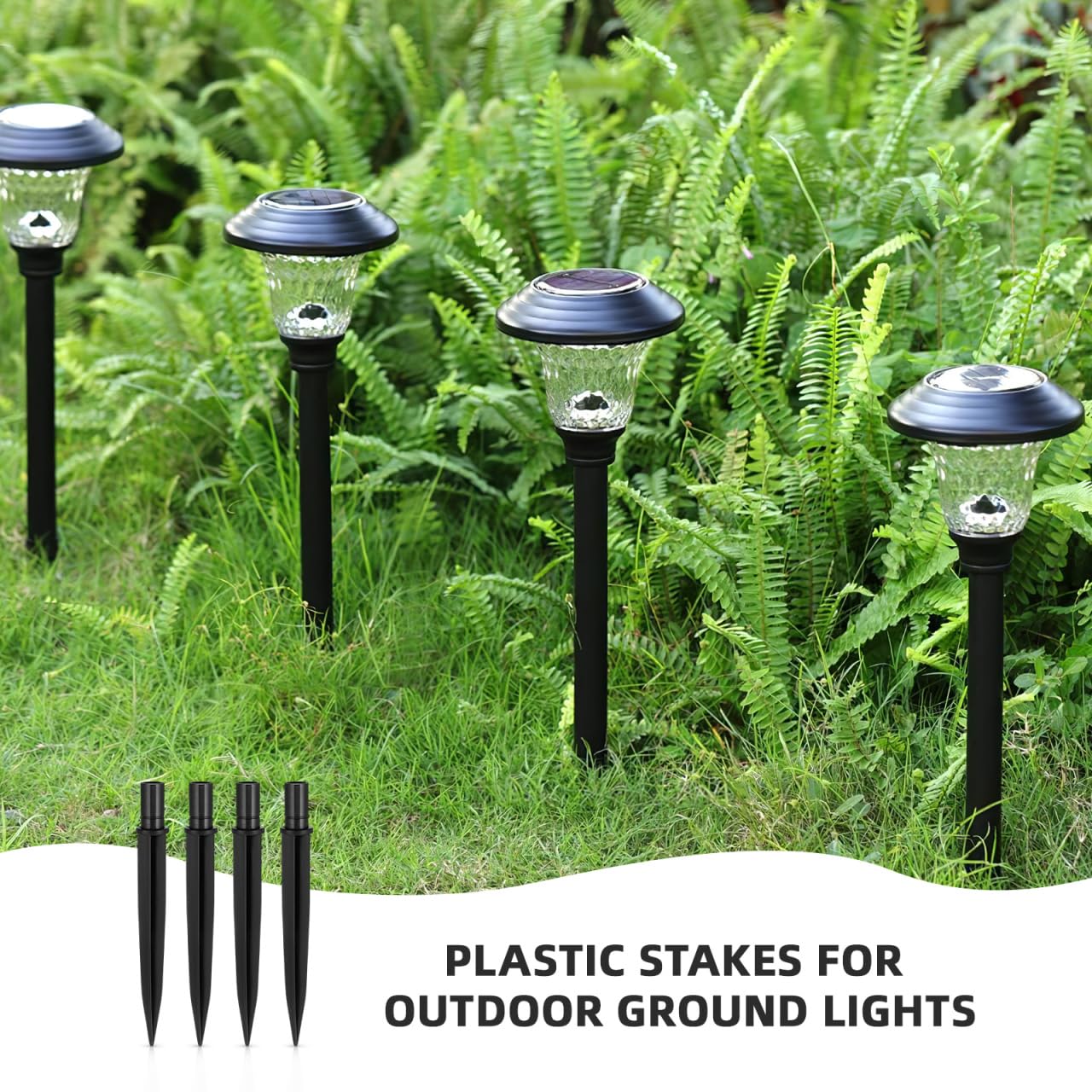 DOITOOL 20 Pack Solar Light Stakes Replacement 5.5 inch Pathway Light Stake ABS Plastic Reinforced Ground Spikes for Garden, Pathway, Christmas Lighting, Black