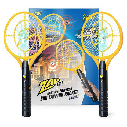 ZAP iT! 4,000 Volt Electric Handheld Bug Zapper Racket - USB Rechargeable Indoor Safe Mosquito Zapper and Fly Swatter for Indoor and Outdoor Use - 2 Pack (Large, Yellow)