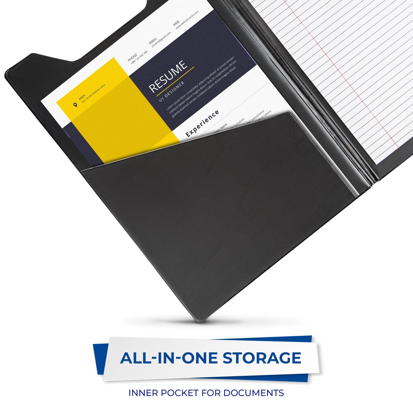 Samsill Value Padfolio with Clipboard and Letter-Size Writing Pad, Black, 9.25 x 13 Inch