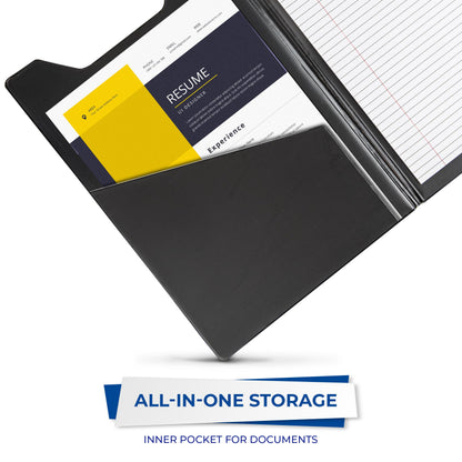Samsill Value Padfolio with Clipboard and Letter-Size Writing Pad, Black, 9.25 x 13 Inch