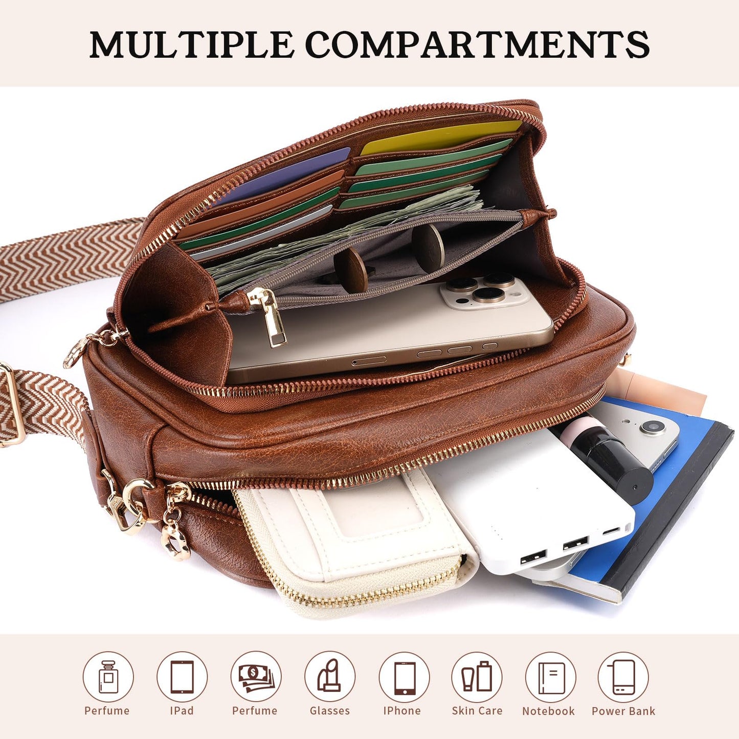 HAYRVANE Crossbody Bags for Women, Vegan Leather Crossbody Purses Shoulder Handbags with Built-in Wallet