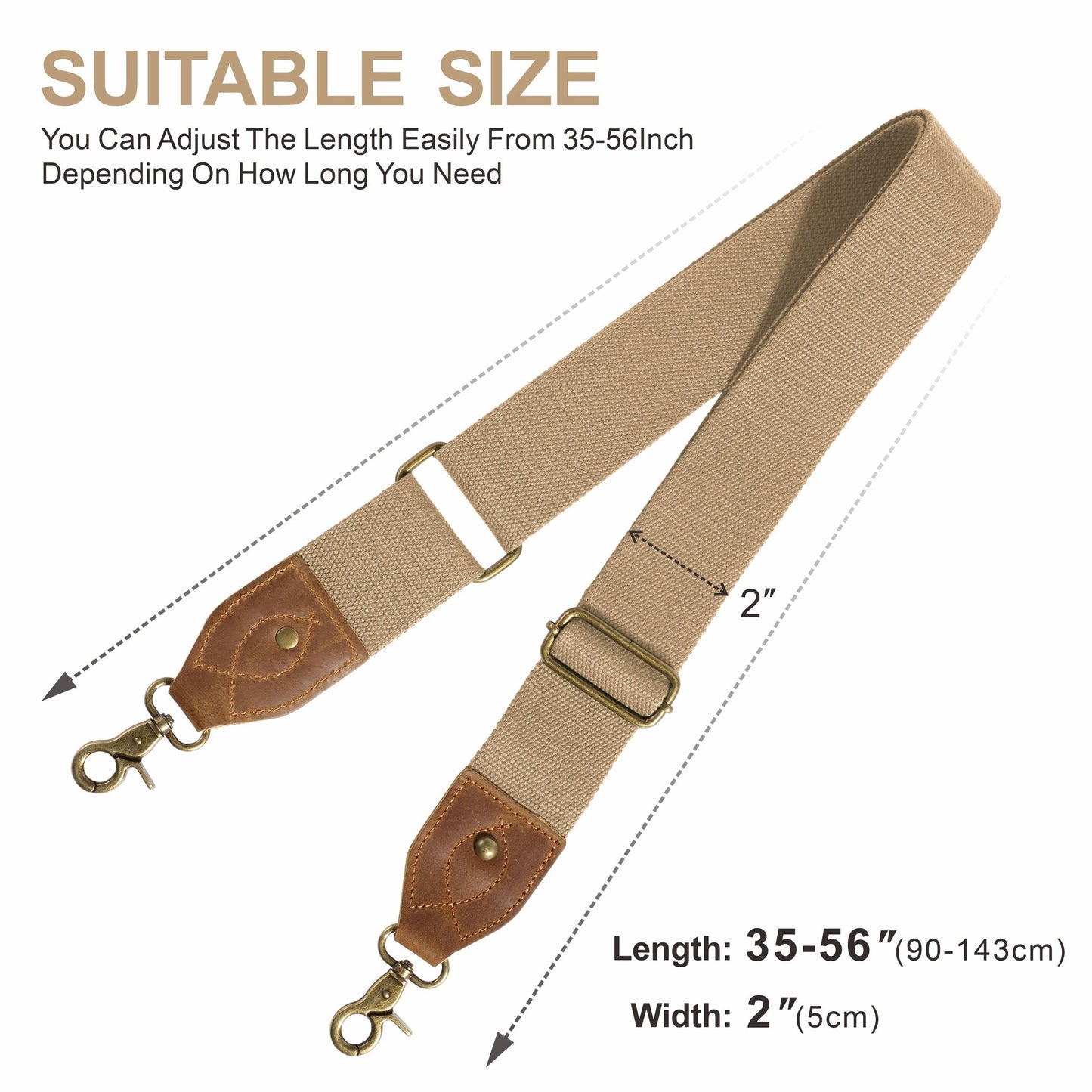 Nefelibata Purse Strap-2" Crazy Horse Leather Wide Shoulder Strap Adjustable Replacement,Retro Solid Color Crossbody Bag Straps for Handbag,Crossbody Bags,Shoulder Bags(Light brown)