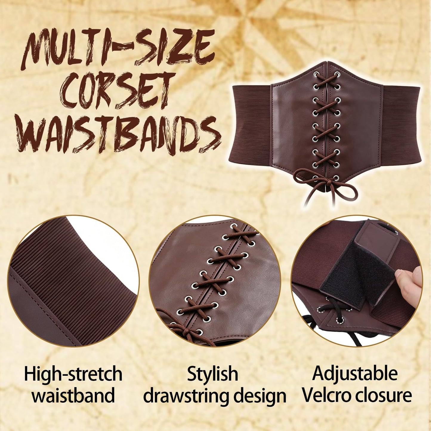 Renaissance Belt Pouch Corset Waistband Magic Potion Bottle Skirt Hike Steampunk Costume Accessory(Brown-A, X-Large)