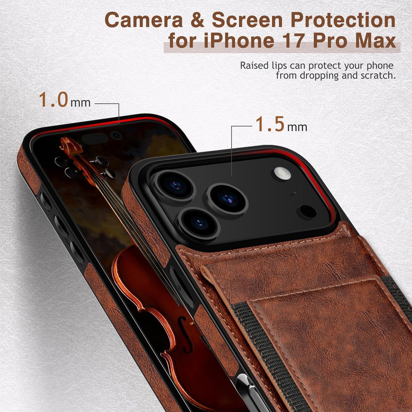LOHASIC for iPhone 17 Pro Max Wallet Case with Card Holder, Women Men PU Leather RFID Blocking Credit Card Slots Kickstand Protective Cover Flip Phone Case for iPhone 17 ProMax 6.9" 2025 - Brown