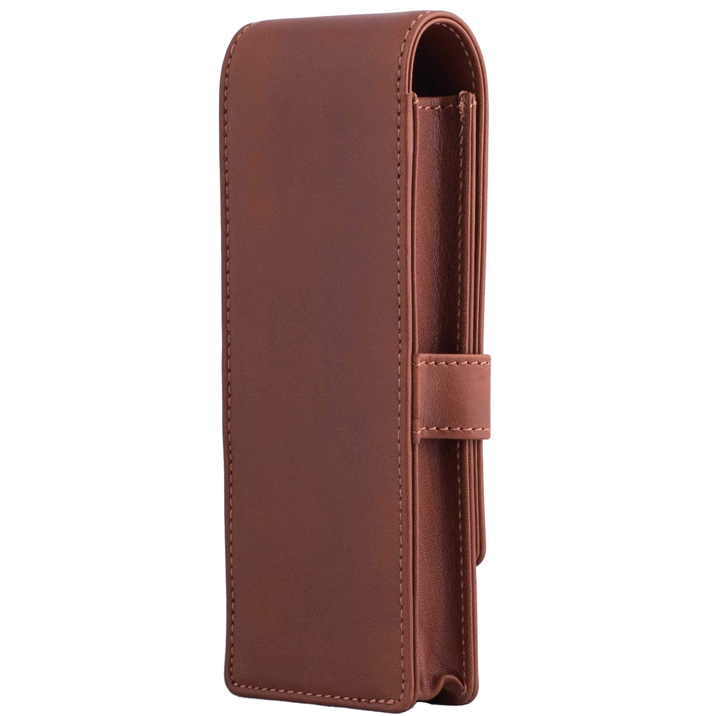 DiLoro Leather Triple Pen Case Pencil Pouch Holder for Three Fountain Ballpoint Rollerball Pens and Pencils (Bugatti Tan)